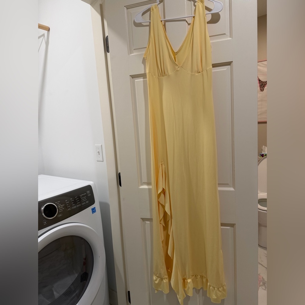SHEIN Pale Yellow Ruffled Maxi Dress
